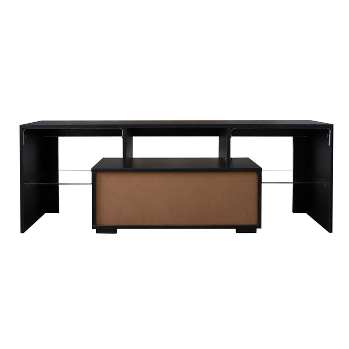 Black TV Stand with LED RGB Lights (Black)