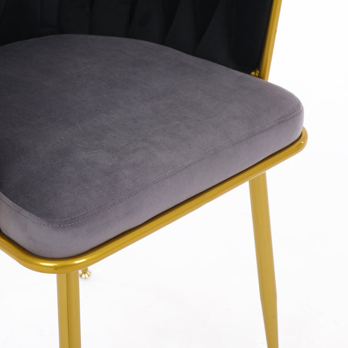 Velvet Dinning upholstered Chair with Gold Metal Legs (black)