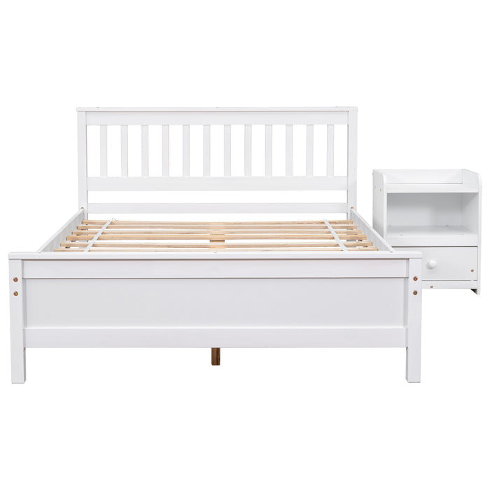 Full Bed frame with a Nightstand , White