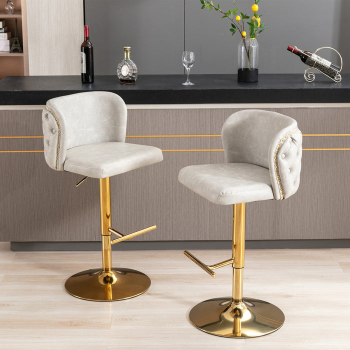 Swivel Barstools , Beige (Set of 2）