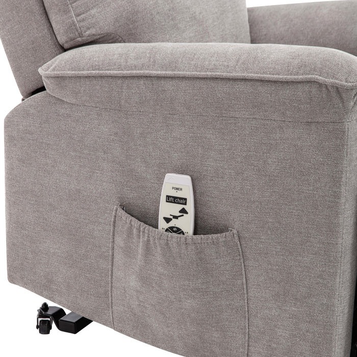 Deluxe Power Lift Recliner with Massage and Heat Function,Light Gray