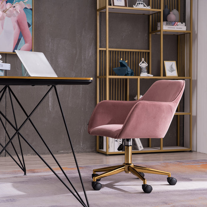 Modern Velvet Home Office Chair - Pink