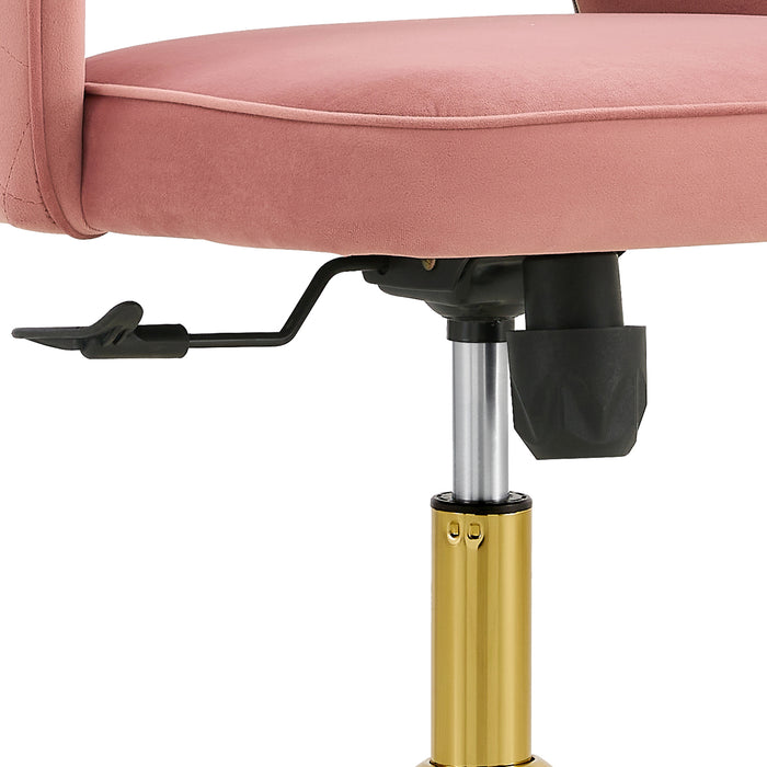 Modern Velvet Office Chairs, Adjustable 360 °Swivel Chair - Pink