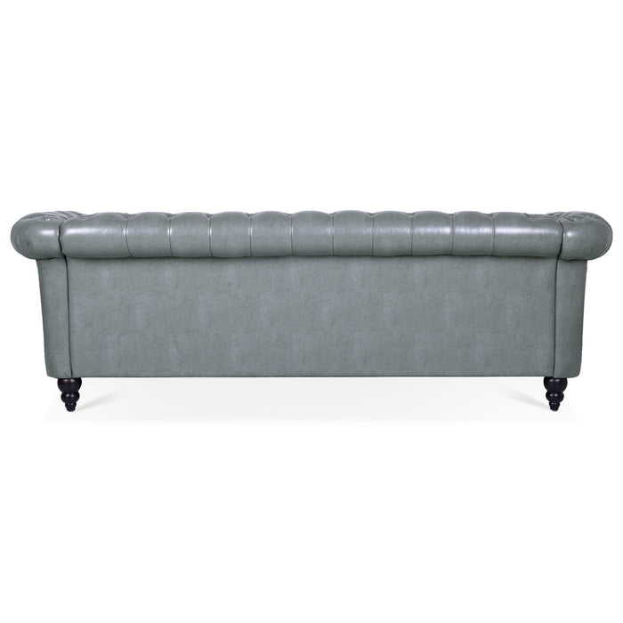 Rolled Arm Chesterfield 3 Seater Sofa - Gray