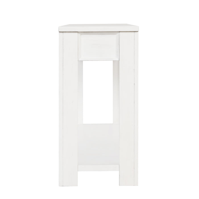 Pine Wood Console Table - Antique White