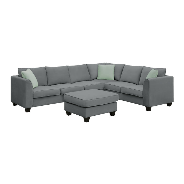 7 Seats Modular Sectional Sofa with Ottoman - Grey