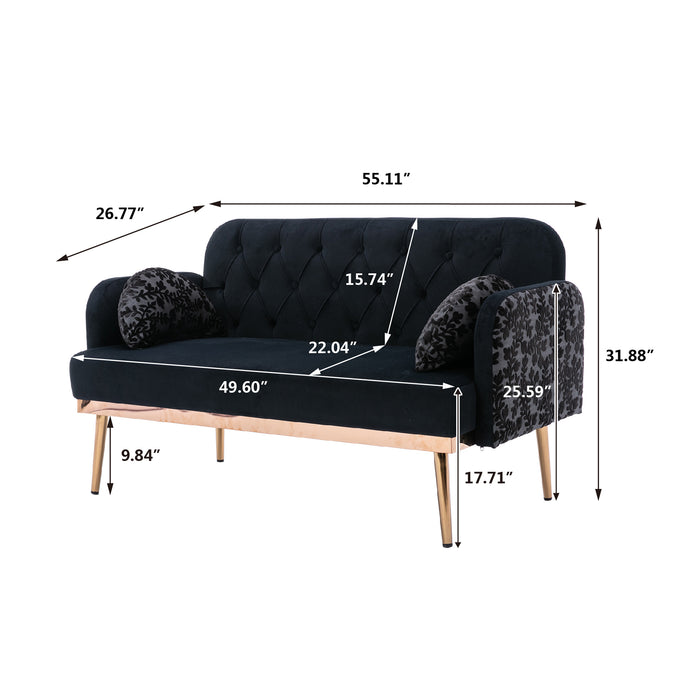 Modern Velvet  Sofa - Black