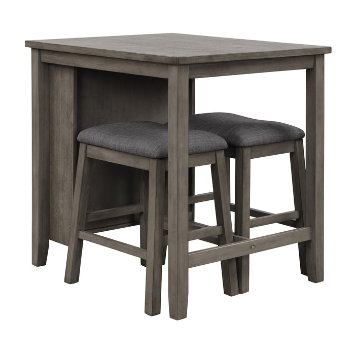 3-Piece Dining Table with Padded Stools - Dark Gray