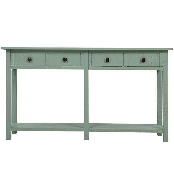 Rustic Brushed Texture Entryway Table - Antique Green