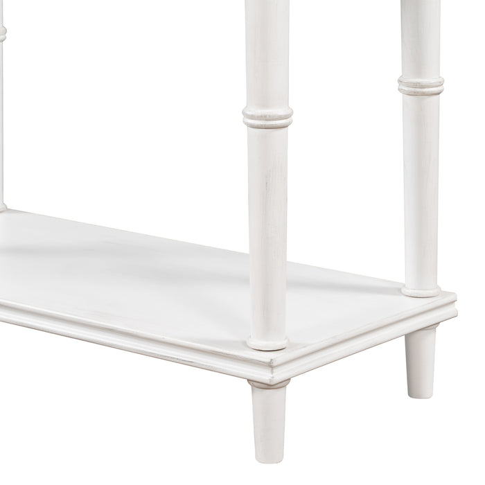 Country Console Table for Hallway - Antique White