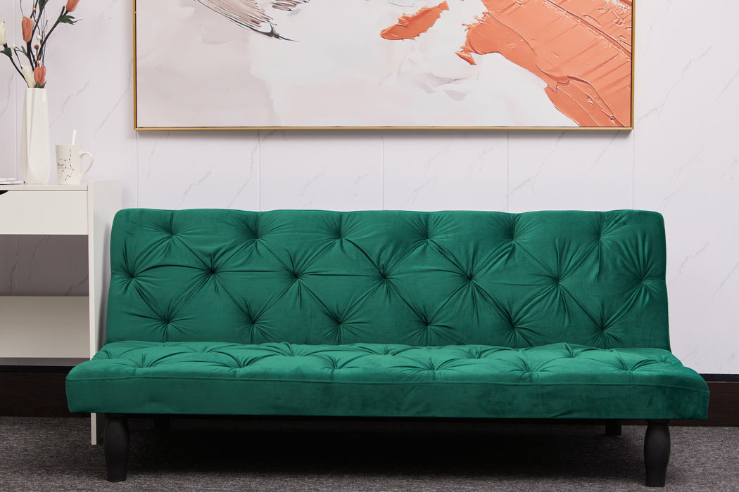 Green Velvet Sofa Bed - Green