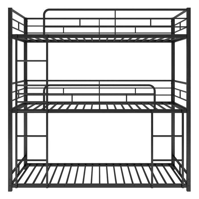 Metal Twin Size Triple Bunk Bed - Black