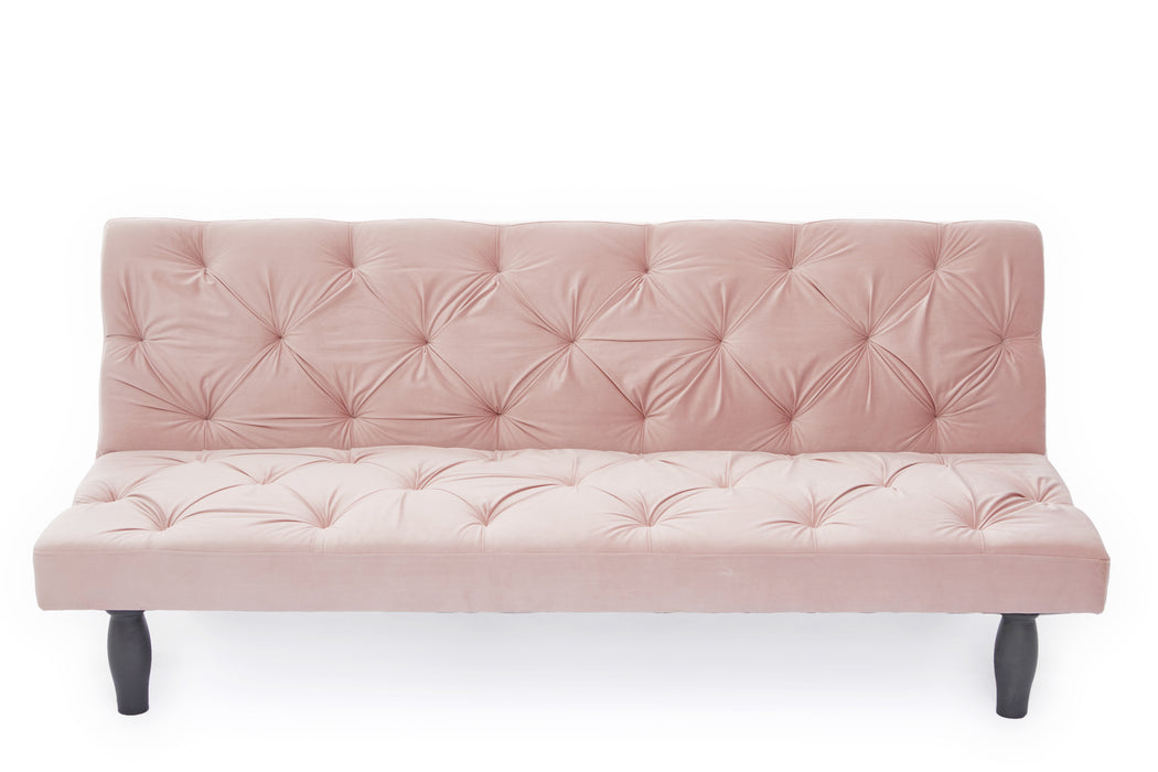 Pink Velvet Sofa Bed - Baby Pink