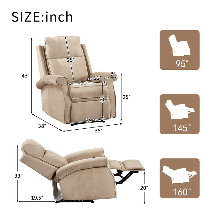 Oversize Modern Upholstered Lounge Manual Recliner Chair