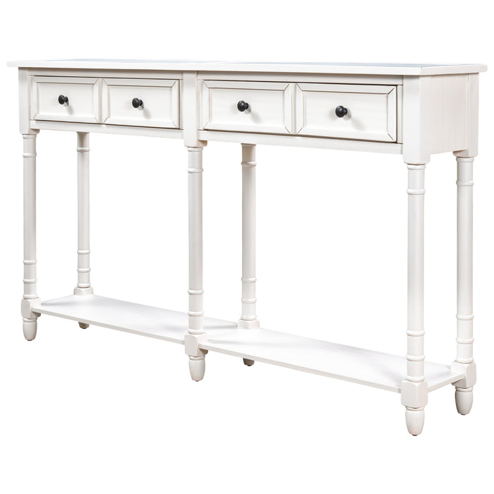 Console Table with Two Storage Drawers - Ivory White