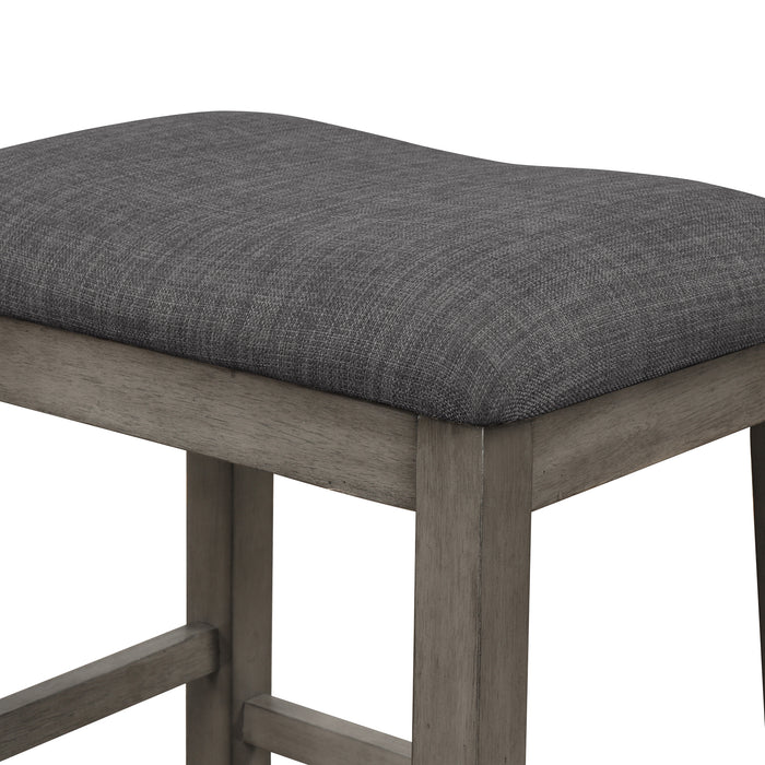 3-Piece Dining Table with Padded Stools - Dark Gray