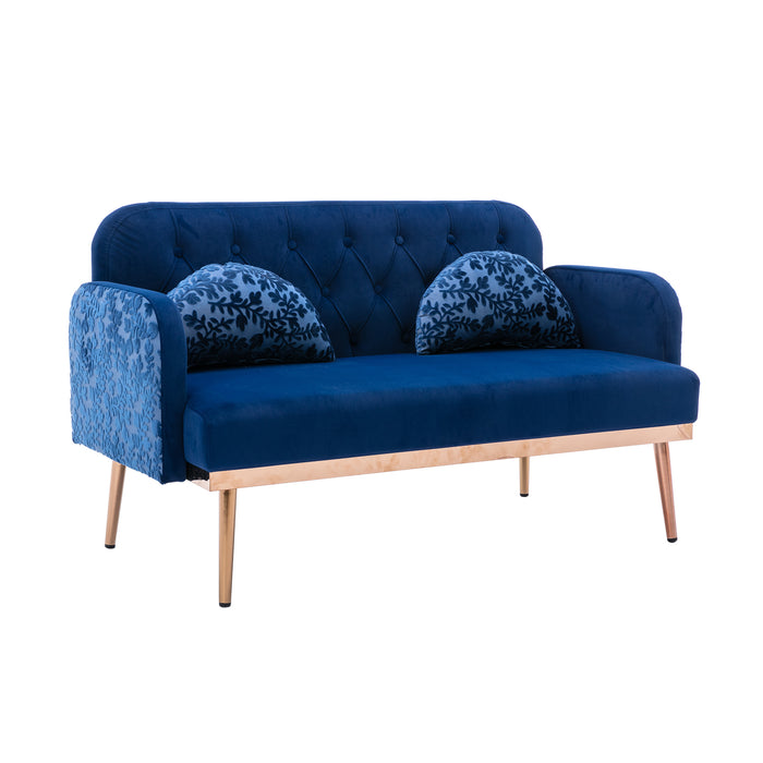 Modern Velvet  Sofa Futon - Navy