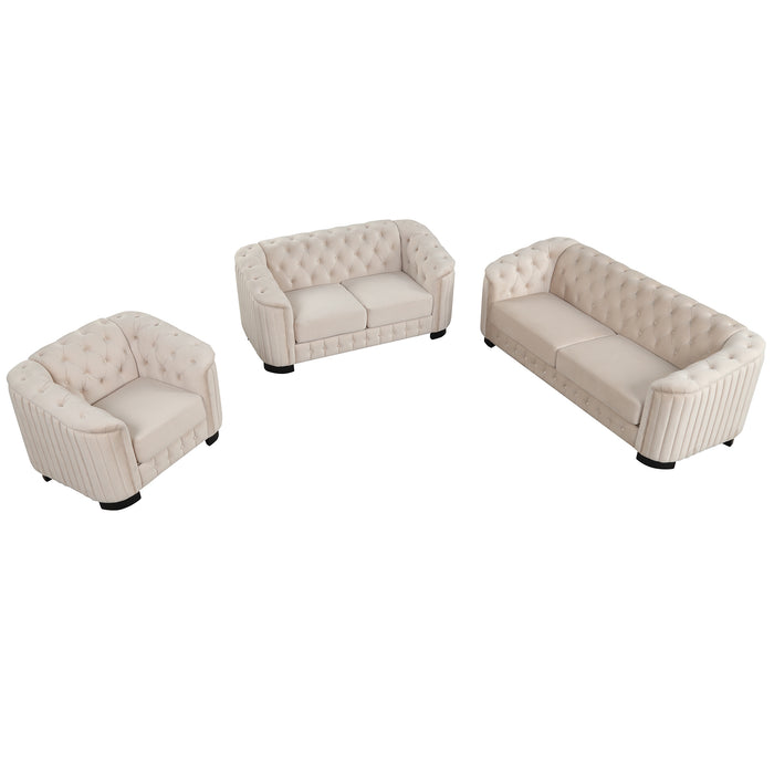 Modern 3-Piece Sofa Sets - Beige