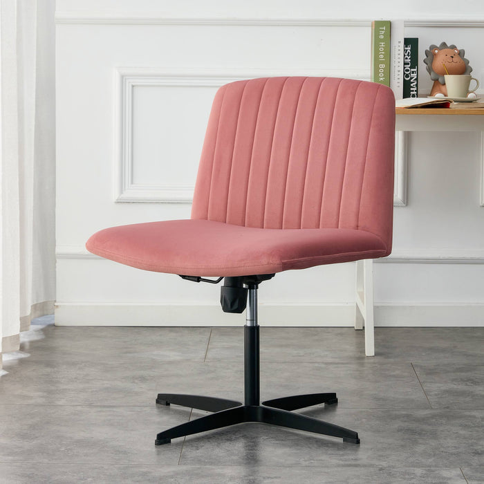 Pink Velvet Home Office Chair - No Wheels