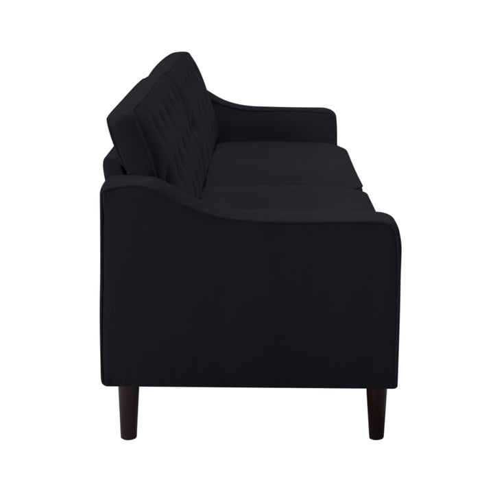 77.2” Square Arm Sofa Black FABRIC