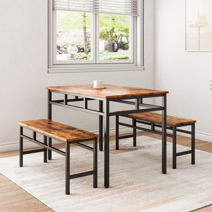 3- Piece Dining table set - Rustic Brown