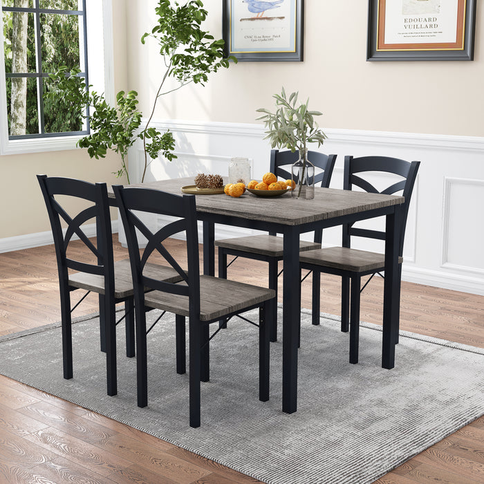 5-Piece Dining Table Set - Brown Gray