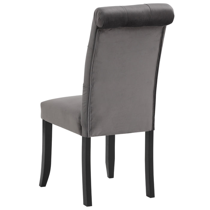 Tufted Dining Chair with Wooden Legs - Set of 2