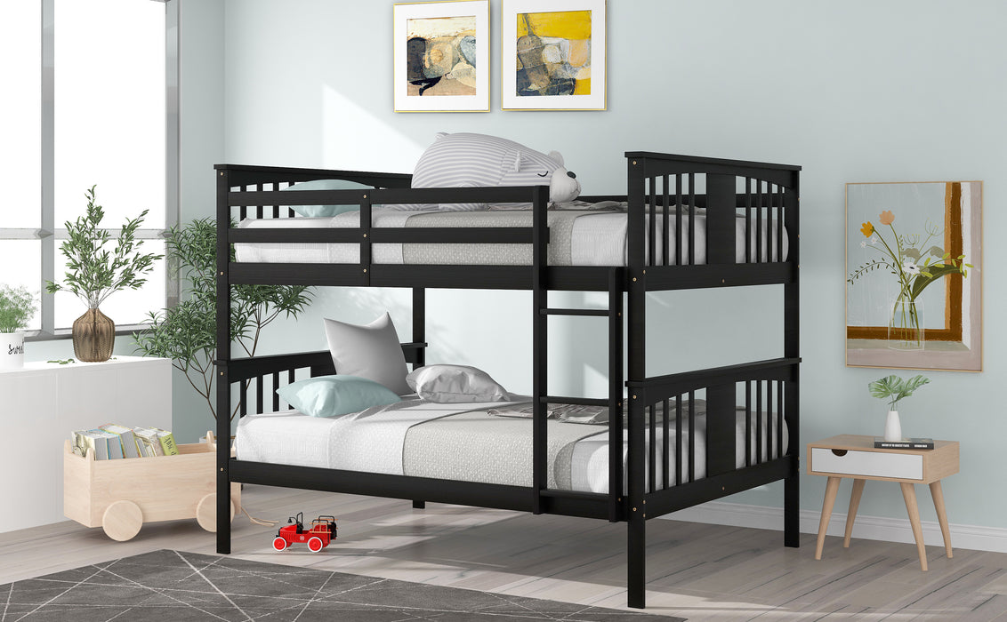 Full over Full Bunk Bed with Ladder  - Espresso