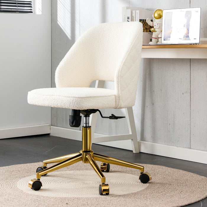 Modern Teddy Velvet Office Chairs, Adjustable 360 °Swivel - White