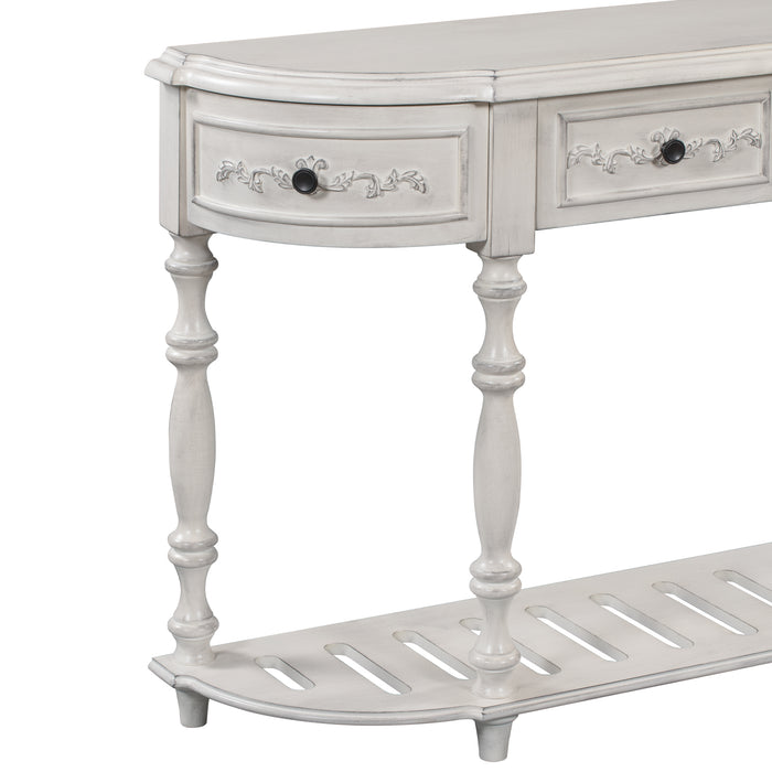 Modern and Contemporary Curved Console Table  for Hallway Living Room Bedroom - Antique White