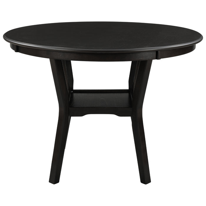 5-Piece Kitchen Dining Table Set Round Table with Bottom Shelf - Espresso