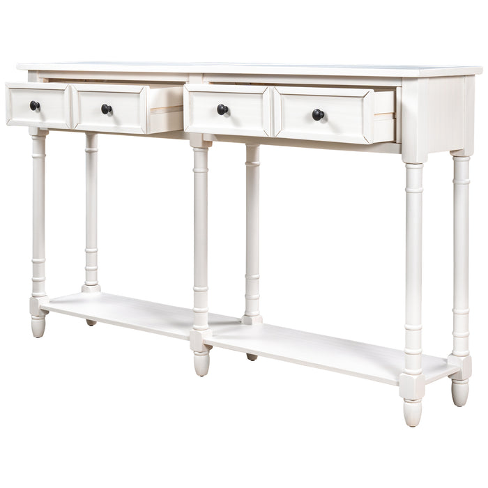 Console Table with Two Storage Drawers - Ivory White