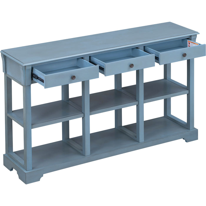 Retro Console Table/Sideboard with Ample Storage - Teal Blue