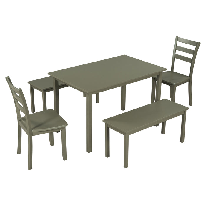 5-piece Wooden Dining Set- Gray Green