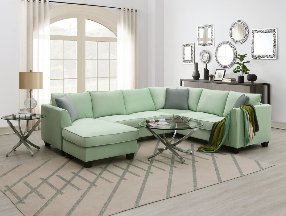 7 Seats Modular Sectional Sofa with Ottoman - Green