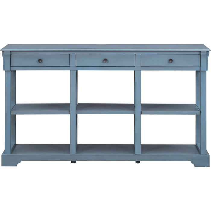 Retro Console Table/Sideboard with Ample Storage - Teal Blue