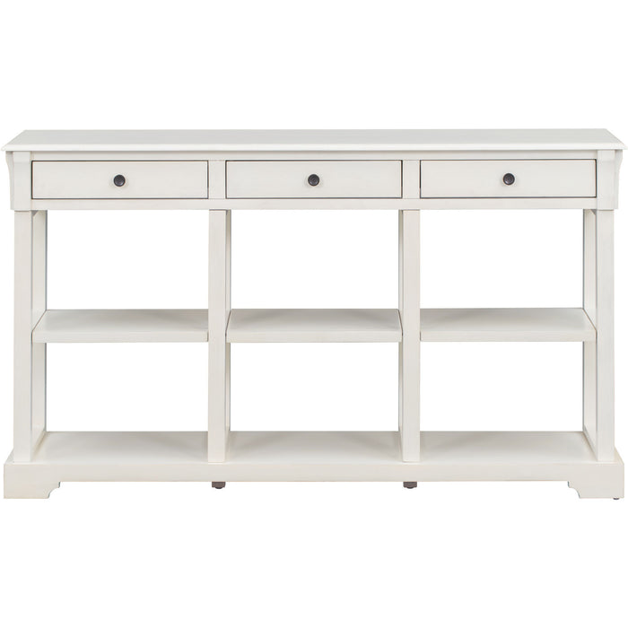 Retro Console Table/Sideboard with Ample Storage - Antique White