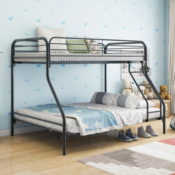 Heavy Duty Twin-Over-Full Metal Bunk Bed - Black