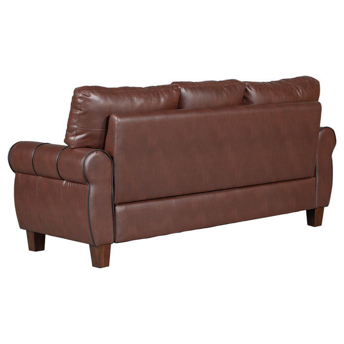 Mid-Century Sofa PU Leather Upholstered Couch (sofa)