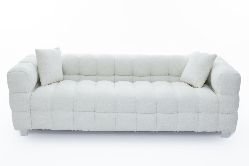 White fleece Sofa /w 2 pillows - White