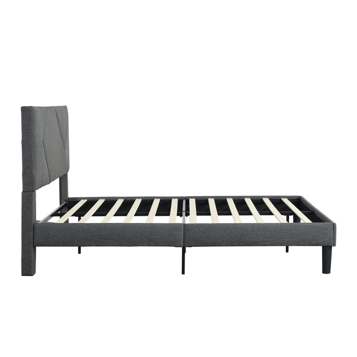 Queen Size Upholstered Platform Bed Frame with Headboard, Gray