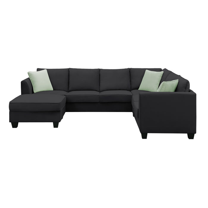 7 Seats Modular Sectional Sofa with Ottoman - Black