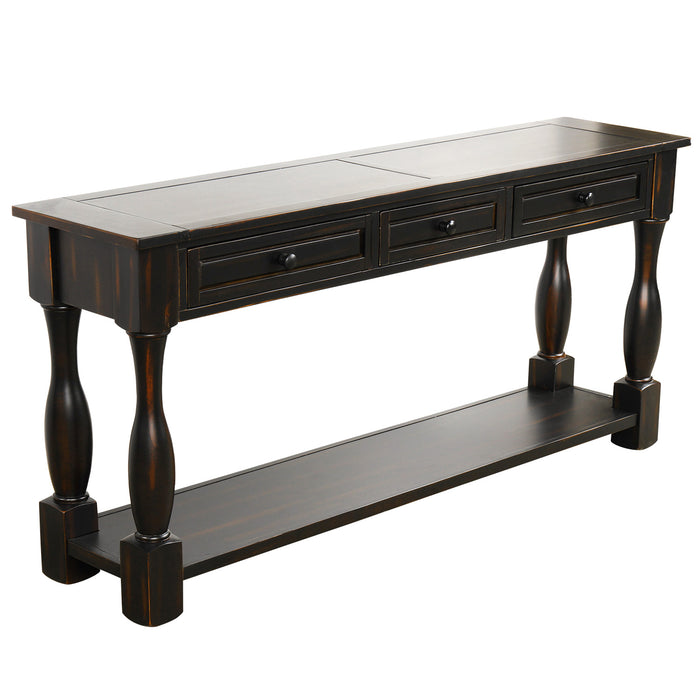 Console Table - Distressed Black