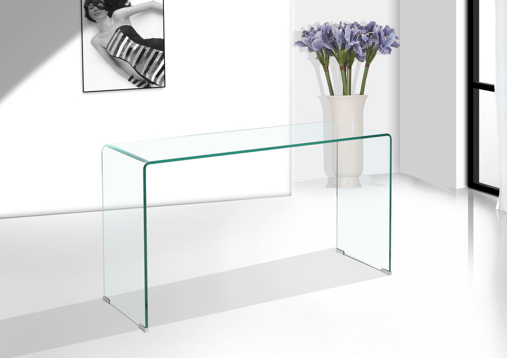 Transparent Tempered  Glass Console Table with Rounded Edges