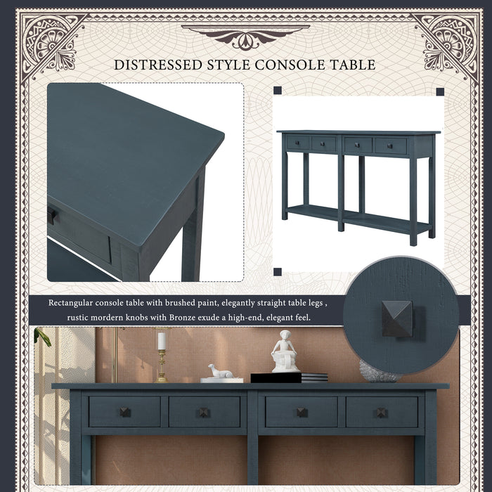 Rustic Brushed Texture Entryway Table - Antique Navy