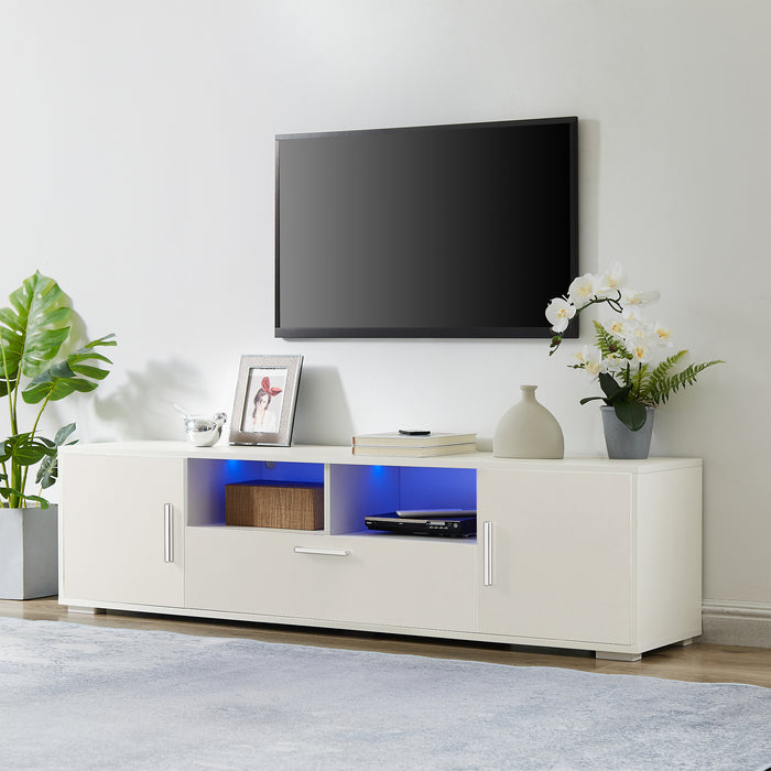 WHITE morden TV Stand, w/LED Lights