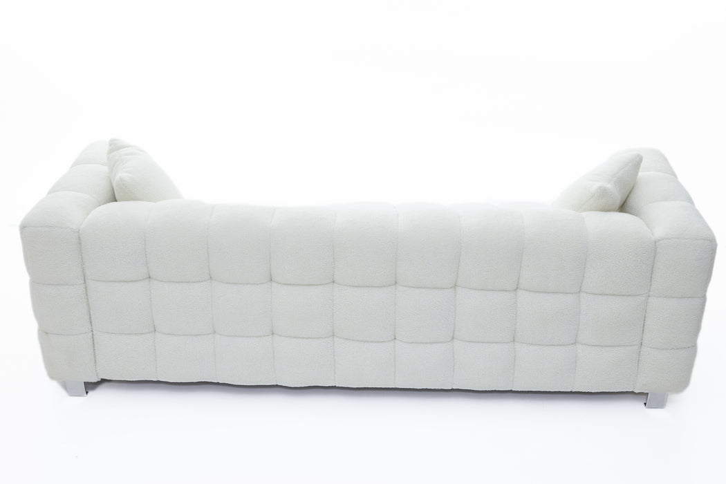 White fleece Sofa /w 2 pillows - White