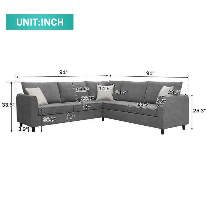 Modern  L Shape Sectional - Grey