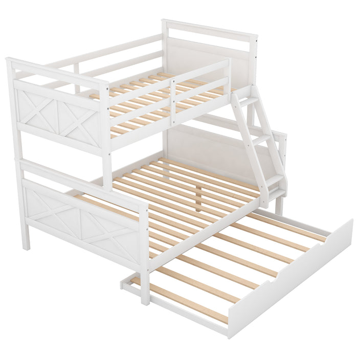 Twin over Full Bunk Bed with Ladder -  White