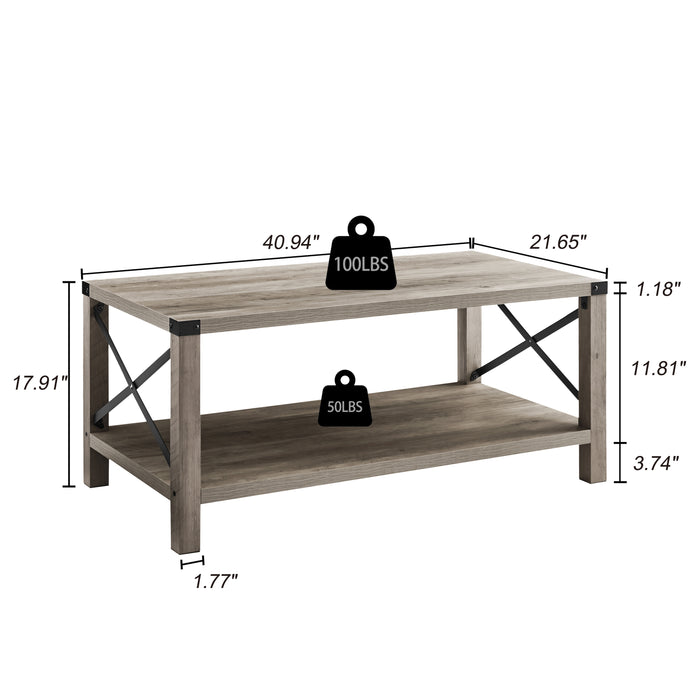 Modern Farmhouse Coffee Table, X- Frame (Gray)